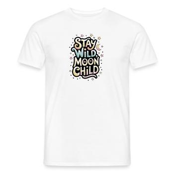 « Reste sauvage, enfant de la lune - Lune et étoiles » - T-shirt homme - blanc - Devant - AI Model Male 178 dark (178cm)