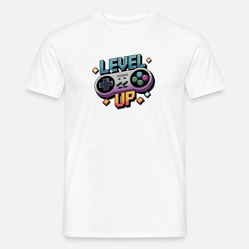 Level Up – Gaming Controller - Männer T-Shirt - Weiß