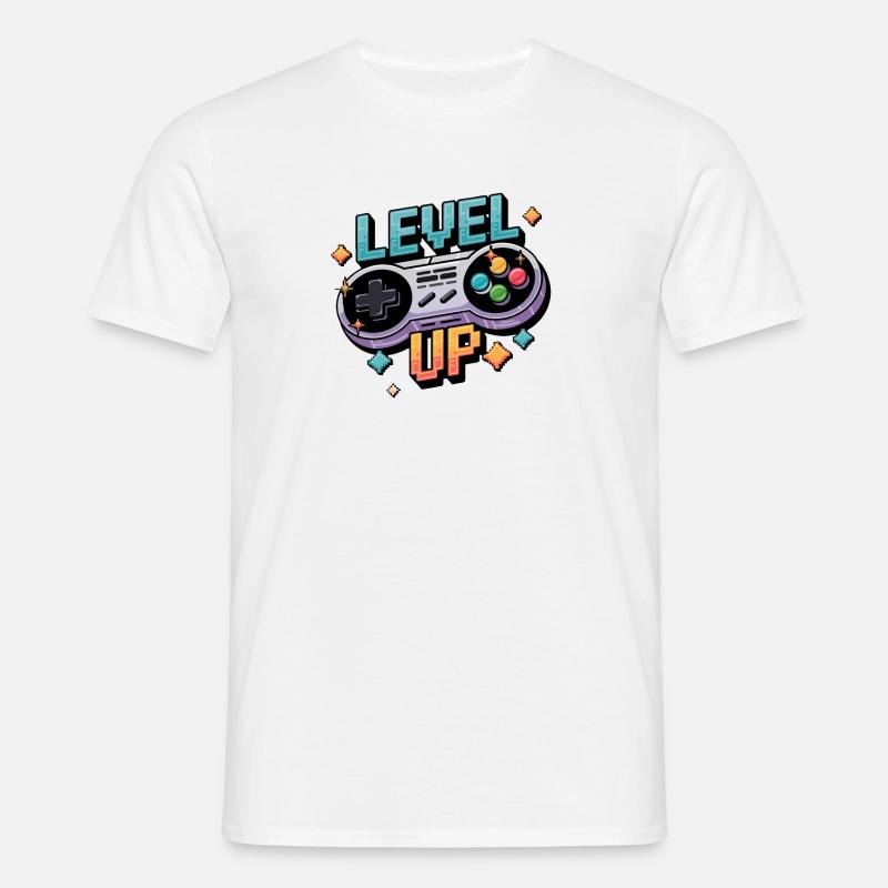 Level Up – Gaming Controller - Männer T-Shirt - Weiß