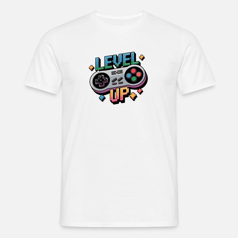 Level Up – Gaming Controller - Männer T-Shirt - Weiß