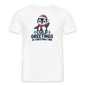 Cool greetings at Christmas time – Penguin - Men's T-Shirt - white - Front - AI Model Male 178 dark (178cm)