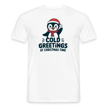 Cool greetings at Christmas time – Penguin - Men's T-Shirt - white - Front - AI Model Male 178 dark (178cm)
