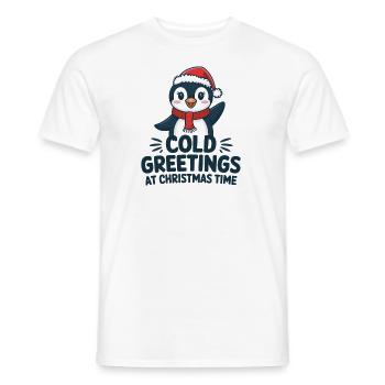 Cool greetings at Christmas time – Penguin - Men's T-Shirt - white - Front - AI Model Male 178 dark (178cm)
