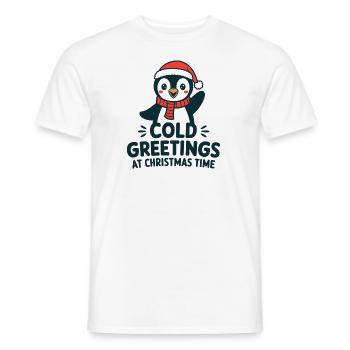 Cool greetings at Christmas time – Penguin - Men's T-Shirt - white - Front - AI Model Male 178 dark (178cm)