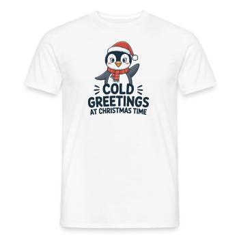 Cool greetings at Christmas time – Penguin - Men's T-Shirt - white - Front - AI Model Male 178 dark (178cm)