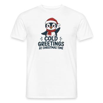 Cool greetings at Christmas time – Penguin - Men's T-Shirt - white - Front - AI Model Male 178 dark (178cm)