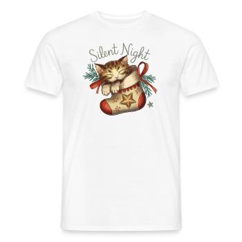 Stille Nacht – Kätzchen im Weihnachtsstrumpf - Männer T-Shirt - Weiß - Vorne - AI Model Male 178 dark (178cm)
