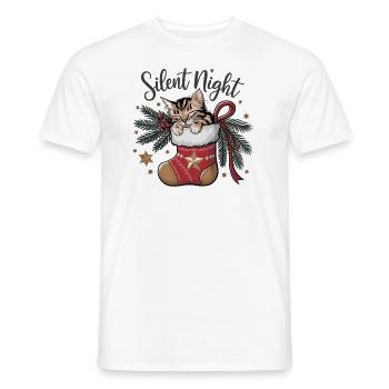 Stille Nacht – Kätzchen im Weihnachtsstrumpf - Männer T-Shirt - Weiß - Vorne - AI Model Male 178 dark (178cm)