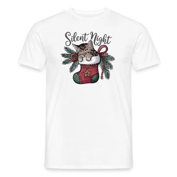 Stille Nacht – Kätzchen im Weihnachtsstrumpf - Männer T-Shirt - Weiß - Vorne - AI Model Male 178 dark (178cm)