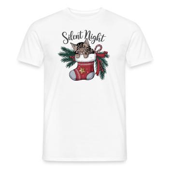 Stille Nacht – Kätzchen im Weihnachtsstrumpf - Männer T-Shirt - Weiß - Vorne - AI Model Male 178 dark (178cm)