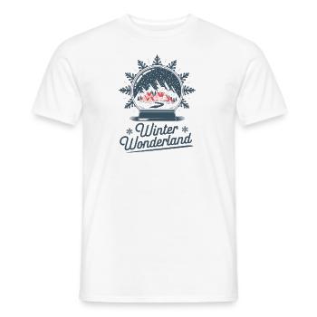 Winter Wonderland – Snow Globe with Village - Men's T-Shirt - white - Front - AI Model Male 178 dark (178cm)