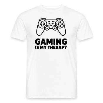 Gaming is my Therapy – Minimalistischer Controller - Männer T-Shirt - Weiß - Vorne - AI Model Male 178 dark (178cm)
