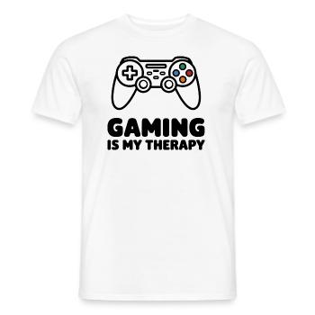 Gaming is my Therapy – Minimalist Controller - Men's T-Shirt - white - Front - AI Model Male 178 dark (178cm)