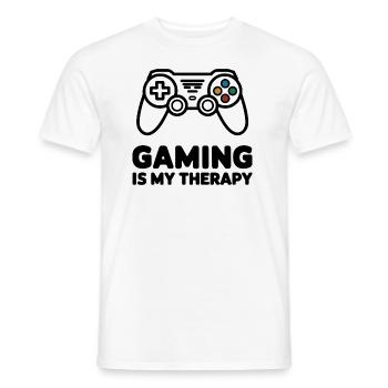 Gaming is my Therapy – Minimalist Controller - Men's T-Shirt - white - Front - AI Model Male 178 dark (178cm)