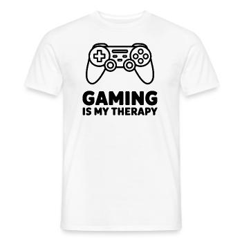 Gaming is my Therapy – Minimalist Controller - Men's T-Shirt - white - Front - AI Model Male 178 dark (178cm)