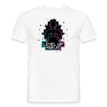 Level Up Your Life – Gamer-Silhouette - Männer T-Shirt - Weiß - Vorne - AI Model Male 178 dark (178cm)