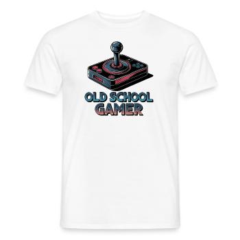 Old School Gamer – Retro Joystick - Men's T-Shirt - white - Front - AI Model Male 178 dark (178cm)