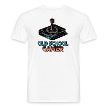 Old School Gamer – Retro Joystick - Men's T-Shirt - white - Front - AI Model Male 178 dark (178cm)