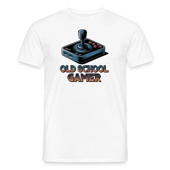 Old School Gamer – Retro Joystick - Men's T-Shirt - white - Front - AI Model Male 178 dark (178cm)