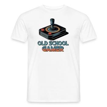 Old School Gamer – Retro Joystick - Men's T-Shirt - white - Front - AI Model Male 178 dark (178cm)
