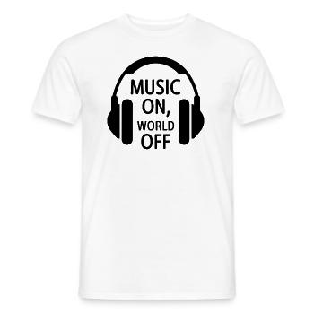 Music On, World Off – Minimalistische Kopfhörer - Männer T-Shirt - Weiß - Vorne - AI Model Male 178 dark (178cm)
