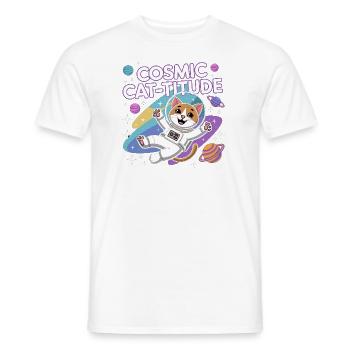 Cosmic Cat-titude – Intergalaktische Katzenpower - Männer T-Shirt - Weiß - Vorne - AI Model Male 178 dark (178cm)