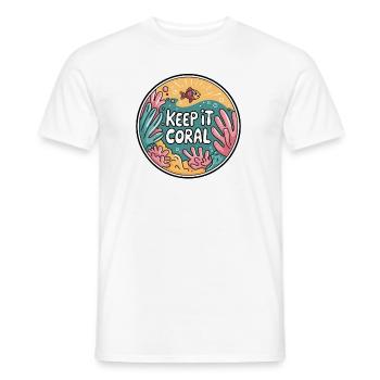 Keep It Coral – Saving Coral Reef, Marine Conservation - Men's T-Shirt - white - Front - AI Model Male 178 dark (178cm)
