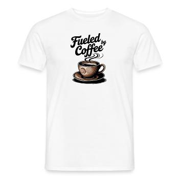 Fueled by Coffee – Coffee Lover Motif - Men's T-Shirt - white - Front - AI Model Male 178 dark (178cm)