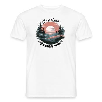 Life Is Short – Enjoy Every Moment - Men's T-Shirt - white - Front - AI Model Male 178 dark (178cm)