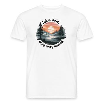 La vie est courte – profitez de chaque instant - T-shirt homme - blanc - Devant - AI Model Male 178 dark (178cm)