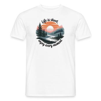 La vie est courte – profitez de chaque instant - T-shirt homme - blanc - Devant - AI Model Male 178 dark (178cm)