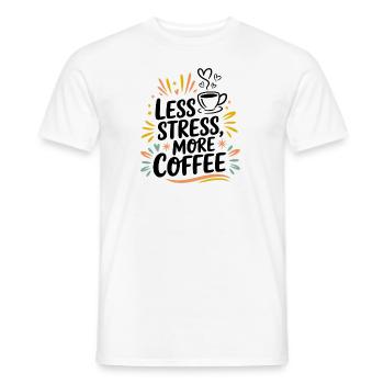 Moins de stress, plus de café – le dicton du café - T-shirt homme - blanc - Devant - AI Model Male 178 dark (178cm)