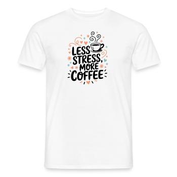Moins de stress, plus de café – le dicton du café - T-shirt homme - blanc - Devant - AI Model Male 178 dark (178cm)