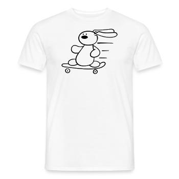 Un mignon lapin exécute skateboard - T-shirt homme - blanc - Devant - AI Model Male 178 dark (178cm)