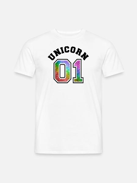 Unicorn 01 Rainbow Glitter - Männer T-Shirt - Weiß