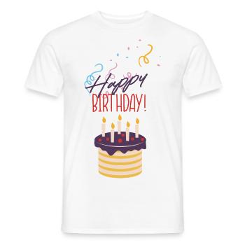happy birthday - Männer T-Shirt - Weiß - Vorne - AI Model Male 178 dark (178cm)