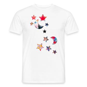 sterne ,mond,stern,gelb,illustration,rot,bunt - Männer T-Shirt - Weiß - Vorne - AI Model Male 178 dark (178cm)