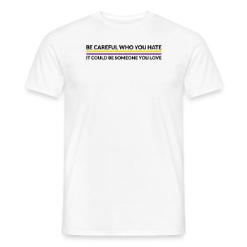 Attention, qui déteste - LGBTQ Intersexué - T-shirt homme - blanc - Devant - AI Model Male 178 dark (178cm)
