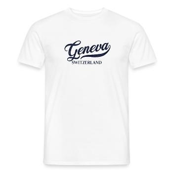 Retro Switzerland City - Vintage Genève - T-shirt homme - blanc - Devant - AI Model Male 178 dark (178cm)
