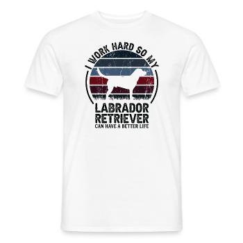 Work Hard - Retro Labrador Retriever - Men's T-Shirt - white - Front - AI Model Male 178 dark (178cm)