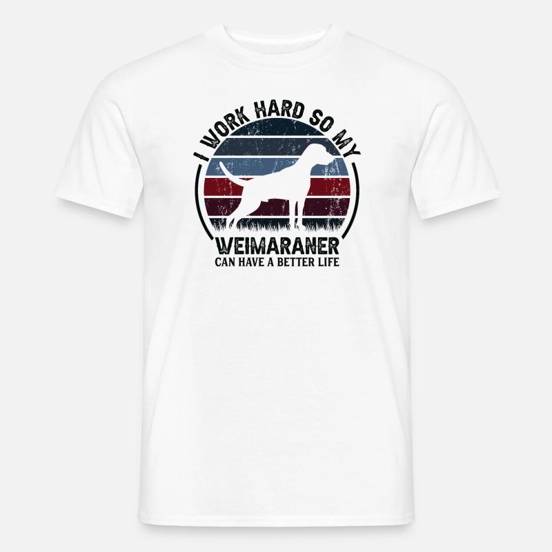 Arbeit Hart - Retro Weimaranerer - Männer T-Shirt - Weiß