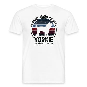 Arbeit Hart - Retro Yorkie - Männer T-Shirt - Weiß - Vorne - AI Model Male 178 dark (178cm)