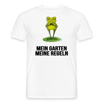 mein garten meine regeln frosch bei gartenarbeit - Männer T-Shirt - Weiß - Vorne - AI Model Male 178 dark (178cm)