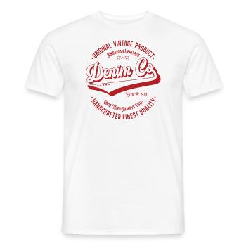 Denim Co. original vintage product handcrafted - Men's T-Shirt - white - Front - AI Model Male 178 dark (178cm)
