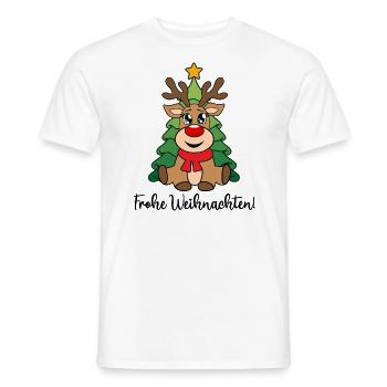 Frohe Weihnachten Rentier rote Nase süß Rudolph - Männer T-Shirt - Weiß - Vorne - AI Model Male 178 dark (178cm)