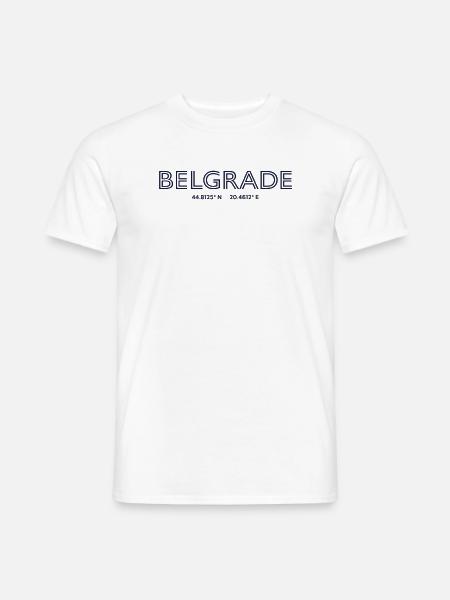 Serbia Stadt Koordinaten - Belgrade - Männer T-Shirt - Weiß