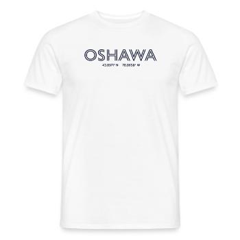 Coordonnées de la ville du Canada - Oshawa - T-shirt homme - blanc - Devant - AI Model Male 178 dark (178cm)