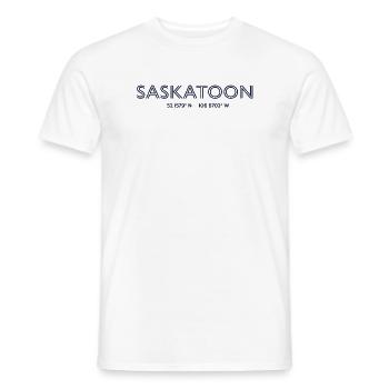 Coordonnées de la ville de Canada - Saskatoon - T-shirt homme - blanc - Devant - AI Model Male 178 dark (178cm)
