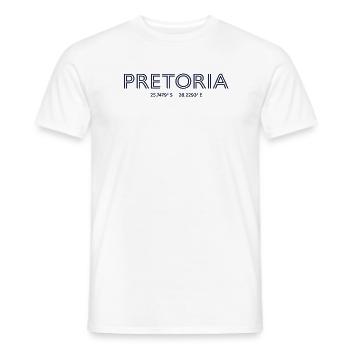 Coordonnées de la ville d’Afrique du Sud - Pretoria - T-shirt homme - blanc - Devant - AI Model Male 178 dark (178cm)