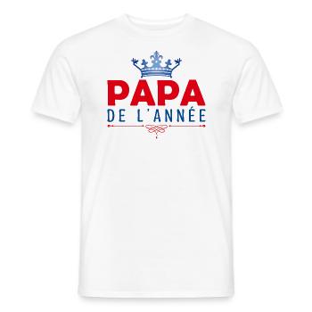 cadeau pour papa Fête des pères, Papa de l’année - T-shirt homme - blanc - Devant - AI Model Male 178 dark (178cm)